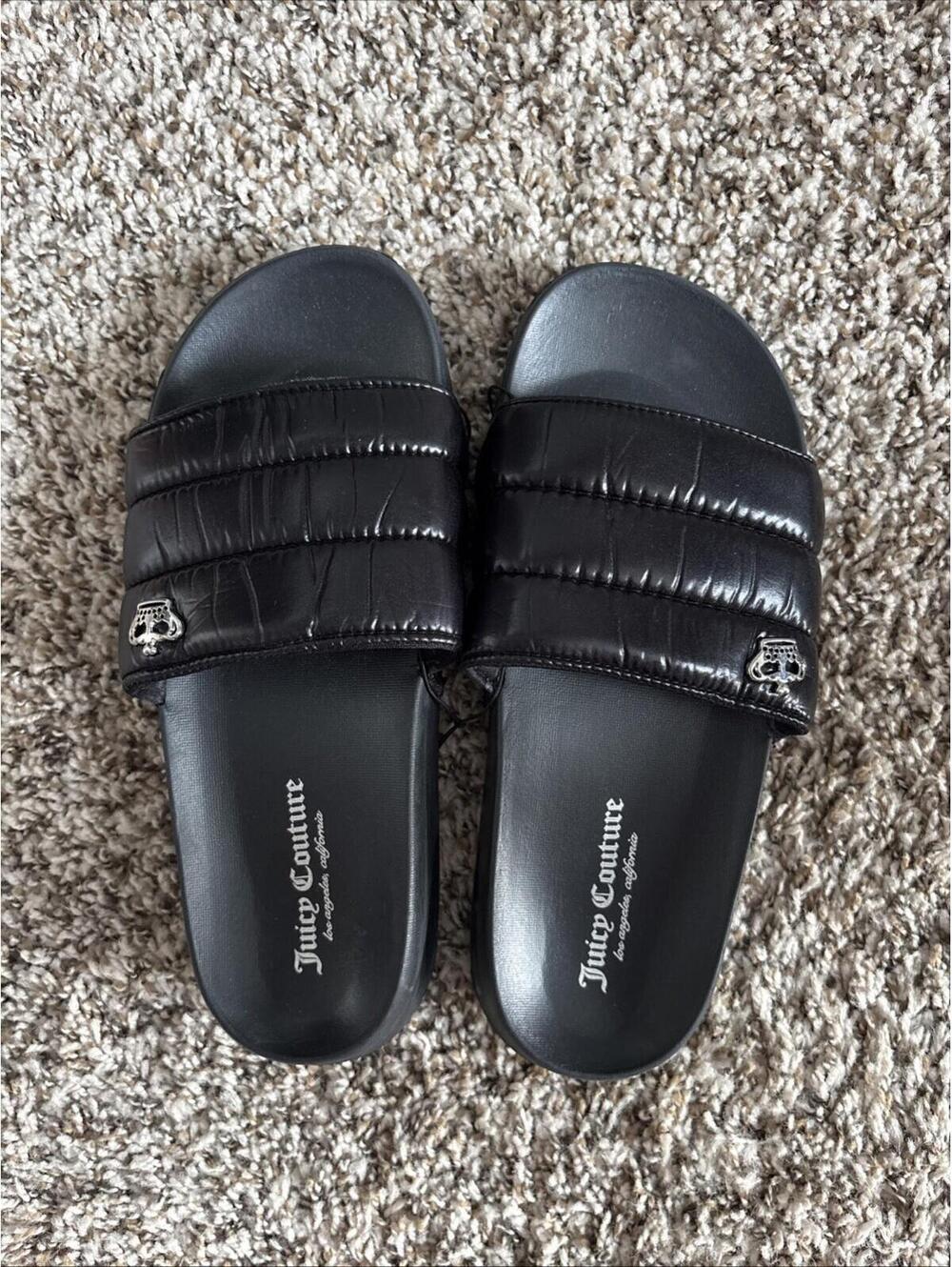 Juicy Couture Black Wilt Slides Sandals Women’s Size 8